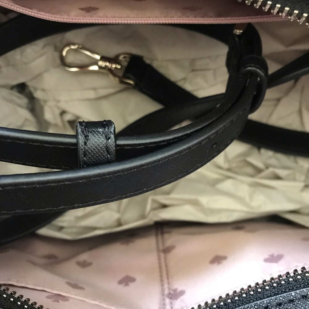 KATE SPADE LARGE SATCHEL BAG BEIGE BLACK CROSSBODY - Picture 4 of 8